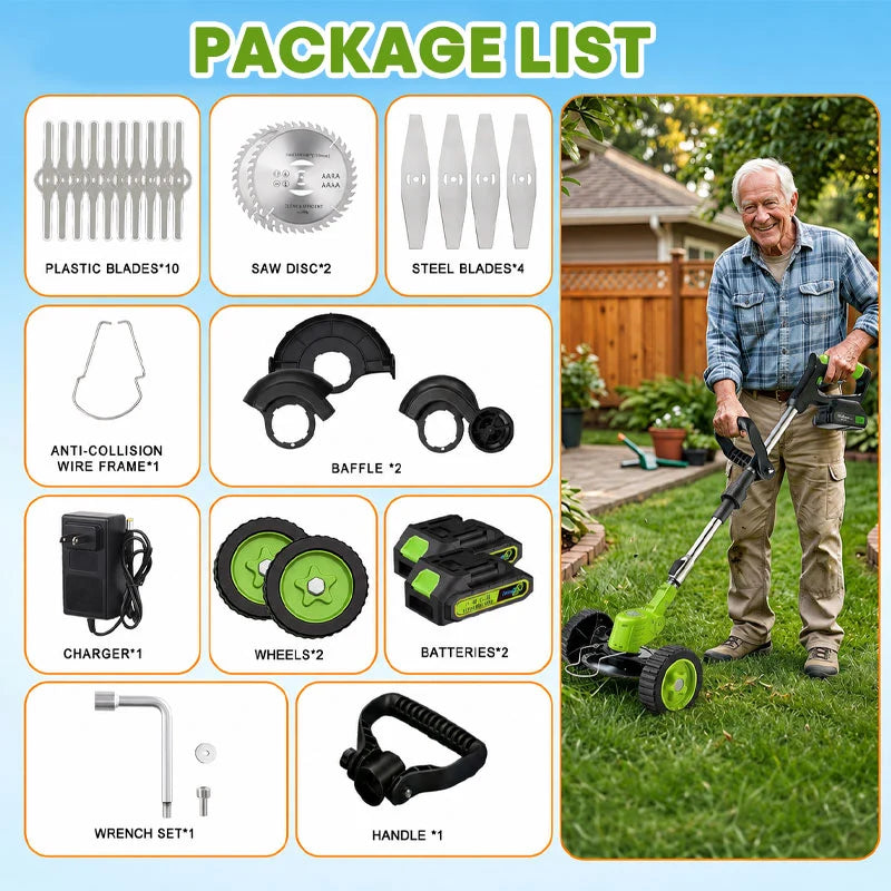 GardenPro™ Cortacésped y Desbrozadora Inalámbrica 3 en 1
